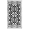Reversible Outdoor Rug, Waterproof Plastic Straw with Carry Bag, 9' x 18', Black & White Rhombus Border