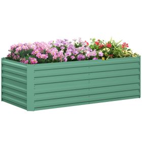 Light Green Garden Bed - Galvanized Steel Raised Planter with Rods 71 x 36 x 23