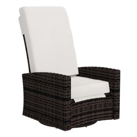 Outdoor Wicker Swivel Recliner Chair, Lifting Footrest, 360Â° Rotating Basic, Water-resistant Cushions, Khaki