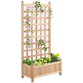 Garden Trellis Raised Bed 23.5x11.5x49.25 for Outdoor Indoor Plants Natural