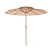 Tiki Umbrella, 9 ft Thatched Patio Umbrella with Tilt, 2-Tier Hawaiian Style Beach Parasol with PP Thatch and 8 Metal Ribs, Grass Pool Umbrellas for B