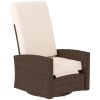 Outdoor Wicker Swivel Recliner Chair, Lifting Footrest, 360Â° Rotating Basic, Water-resistant Cushions, Cream White
