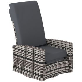 Outdoor Wicker Swivel Recliner Chair, Lifting Footrest, 360Â° Rotating Basic, Water-resistant Cushions, Gray