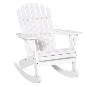 Snowy White Adirondack Rocking Chair for Outdoor Spaces, Slatted Back Design|