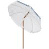 Patio Shade: 7x7 ft, Stylish Blue Umbrella with Tilt and Vent, Fringed Ruffles for Enhanced Outdoor Decor|