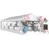 13' x 26' Heavy-Duty Outdoor Carport Party Event Tent, Patio Gazebo Canopy Pavilion with 4 Sidewalls & 8 Windows, White