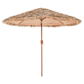 Tiki Umbrella, 9 ft Thatched Patio Umbrella with Tilt, Hawaiian Style Beach Parasol with Durable PP Thatch and 8 Metal Ribs, Grass Pool Umbrellas for
