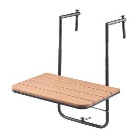Balcony Hanging Table, 25 x 24 in Folding Balcony Railing Table, Outdoor Balcony Bar Table for Railings, 4-Level Adjustable