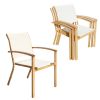 Set of 4 Outdoor Patio Chairs, Integrated Stackable Wrought Iron Furniture Dining Chairs with Arms, Textilene Fabric Indoor Outdoor Chairs for Porch