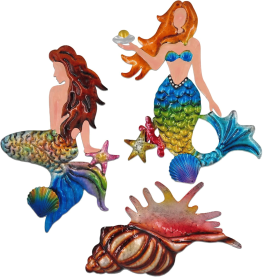 Metal Mermaid Conch Wall Decoration Mermaid outdoor Wall Art Set of 3