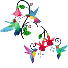 2 Pack Metal Hummingbird & Flower Outdoor Wall Art Decor, Creative Wall Decor for Patio, Fence, Deck, Garden, Home, Kitchen, Balcony