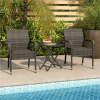 Outdoor PE Rattan Chair with Armrests and Adjustable Footpads, Set of 2, Gray