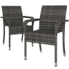 Outdoor PE Rattan Chair with Armrests and Adjustable Footpads, Set of 2, Gray