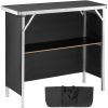 Folding Portable Bar Table,Trade Show Podium with Carrying Case, Storage Shelf & Black Skirt for Indoor, Outdoor, Party, Picnic