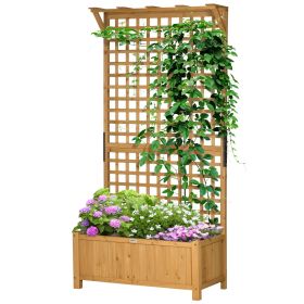 OutsunnyWood Planter with Trellis for Vine Climbing, Raised Garden Bed, Privacy Screen for Backyard, Patio, Yellow