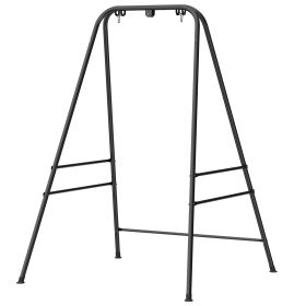 Hammock Chair Stand Indoor and Outdoor Use with Anti-Slip Foot Pads, 2 Carabiners, Black