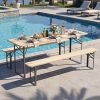 70 Inch 3-Piece Folding Picnic Table with Benches for 6 Fir Wood Portable Bear Camping Table