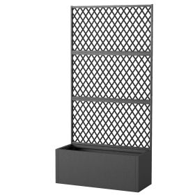 Metal Planter Box with Trellis, Raised Garden Bed with Trellis, Diamond Lattice Privacy Planter for Climbing Plants