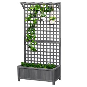 Wood Planter with Trellis for Vine Climbing, Raised Garden Bed, Privacy Screen for Backyard, Patio, Dark Gray