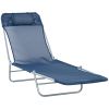 Folding Chaise Lounge Chair, Pool Sun Tanning Chair, Outdoor Lounge Chair with Reclining Back, Breathable Mesh Seat, Headrest for Beach, Yard, Patio