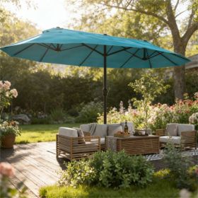 Garden Umbrella, Market Umbrella, Sunshade Umbrella (with Base) Blue
