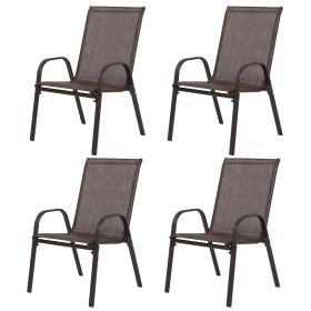 Outdoor Dining Chair Set of 4, All-Weather Patio Dining Chair with High Backrest and Metal Frame, Indoor Outdoor Chairs for Bistro, Deck, Backyard
