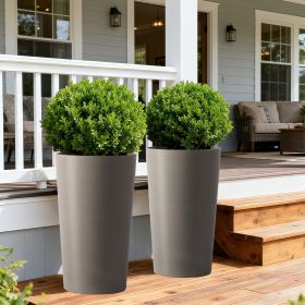 2 Pack Tall 21.7 in Planters for Outdoor Plants Modern Tall Square Planter Box Indoor Outdoor Porch Patio Flower Pot Modern Big Tapered Matte Tree Flo