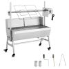 Rotisserie Grill, 38W BBQ Outdoor Pig & Lamb Spit Roaster, Charcoal Spit Roaster with 132 LBS Load Capacity & 7-Level Height, Stainless Steel Electric