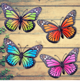 Metal Butterfly Wall Art Outdoor Decor - 4 Pack 9.8in Butterflies Wall Sculpture Hanging Decor for Outdoor and Indoor