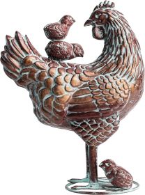 Metal Mother Hen and Chicks Statue for Yard and Garden,13.5" Lx18 H Outdoor Sculptures & Statues