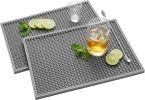 Mat - 18"X12"(2 Pcs) Rubber Bar Mats for Countertop & Dish Drying, Non-Slip Bartender Mat with Airflow Design for Home Bar, Cocktail Set
