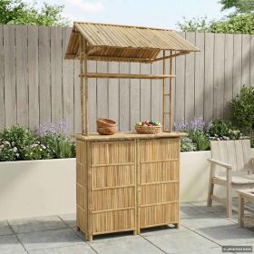 Outdoor Bar Table Natural 45.28 x 37.40 x 84.25 in Bamboo