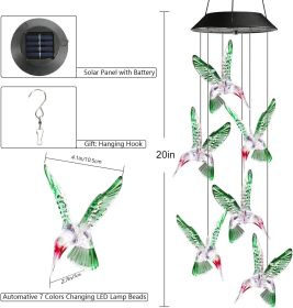Solar Wind Chime, Color Changing Wind Chimes Hummingbird, LED Decorative Mobile, Gifts for Mom Grandma