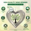 Silver Heart Wind Spinner for Yard and Garden with Crystals, Hanging Outdoor Decor, Yard Art, Porch and Patio Decorations, Metal Wind Spinners Outdoor