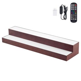 LED Lighted Liquor Bottle Display, 2-Tier 30-Inch Whiskey Rack, Support USB, Illuminated Home Bar Shelf with RF Remote & App Control, 7 Static Colors