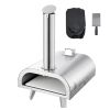 Pizza Oven Outdoor, 12" Pellet Pizza Oven, Portable Pizza-Stove with Built-in Thermometer, Wood Fired Stainless Steel Pizza-Maker, for Backyard, Campi
