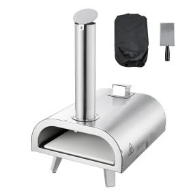 Pizza Oven Outdoor, 12" Pellet Pizza Oven, Portable Pizza-Stove with Built-in Thermometer, Wood Fired Stainless Steel Pizza-Maker, for Backyard, Campi