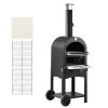 Outdoor Pizza Oven, 12" Pellet Fire Ovens, 2-Layer Pizza Oven Wood Fired, Wood Burning Outdoor Pizza-Oven with 2 Removable Wheels, 1000 F Max Temperat
