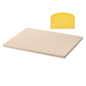 Pizza Stone, 15 x 12 in Rectangular Cordierite Pizza Stone, Extra Large Baking-Stone with Scraper, 0.6 in Thick Heat-Resistant Cordierite, for Kitchen
