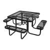 Picnic Table, Outdoor Weather Resistant Patio Dining Furniture Set, Heavy Duty Coated Steel Tables with Umbrella Hole
