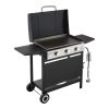 Gas Griddle, 3-Burner Flat Top Grill, Propane Griddle with Wheels, Lid, 3 x 11000 BTU Outdoor Flat Top Grills for Pan-Frying, Grilling, Stir-Frying, &