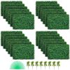 Artificial Boxwood Panel UV 24pcs Boxwood Hedge Wall Panels Artificial Grass Backdrop Wall 24" X 16" 4 cm Green Grass Wall
