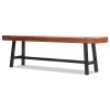 Outdoor Bench, 63 inches Wood Garden Bench with Metal Leg for Outdoors, Outdoor Garden Park Bench, 500 lbs Load Capacity Bench
