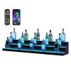 LED Lighted Liquor Bottle Display, 3 Tiers 60 Inch Commercial Illuminated Home Bar Shelf, 3 Steps Whiskey Rack Stand