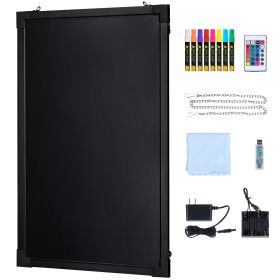 LED Message Writing Board, 24"x16" Illuminated Erasable Lighted Chalkboard, Neon Effect Menu Sign Board