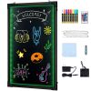 LED Message Writing Board, 16"x12" Illuminated Erasable Lighted Chalkboard, Neon Effect Menu Sign Board