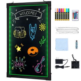 LED Message Writing Board, 16"x12" Illuminated Erasable Lighted Chalkboard, Neon Effect Menu Sign Board
