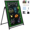 LED Message Writing Board, 32"x24" Illuminated Erasable Lighted Chalkboard, Neon Effect Menu Sign Board
