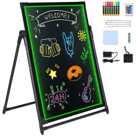 LED Message Writing Board, 32"x24" Illuminated Erasable Lighted Chalkboard, Neon Effect Menu Sign Board