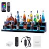LED Lighted Liquor Bottle Display, 3 Tiers 48 Inch Commercial Illuminated Home Bar Shelf, 3 Steps Whiskey Rack Stand
